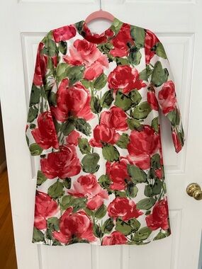 Frances Valentine Pink & Green Floral Shift Dress for Kids